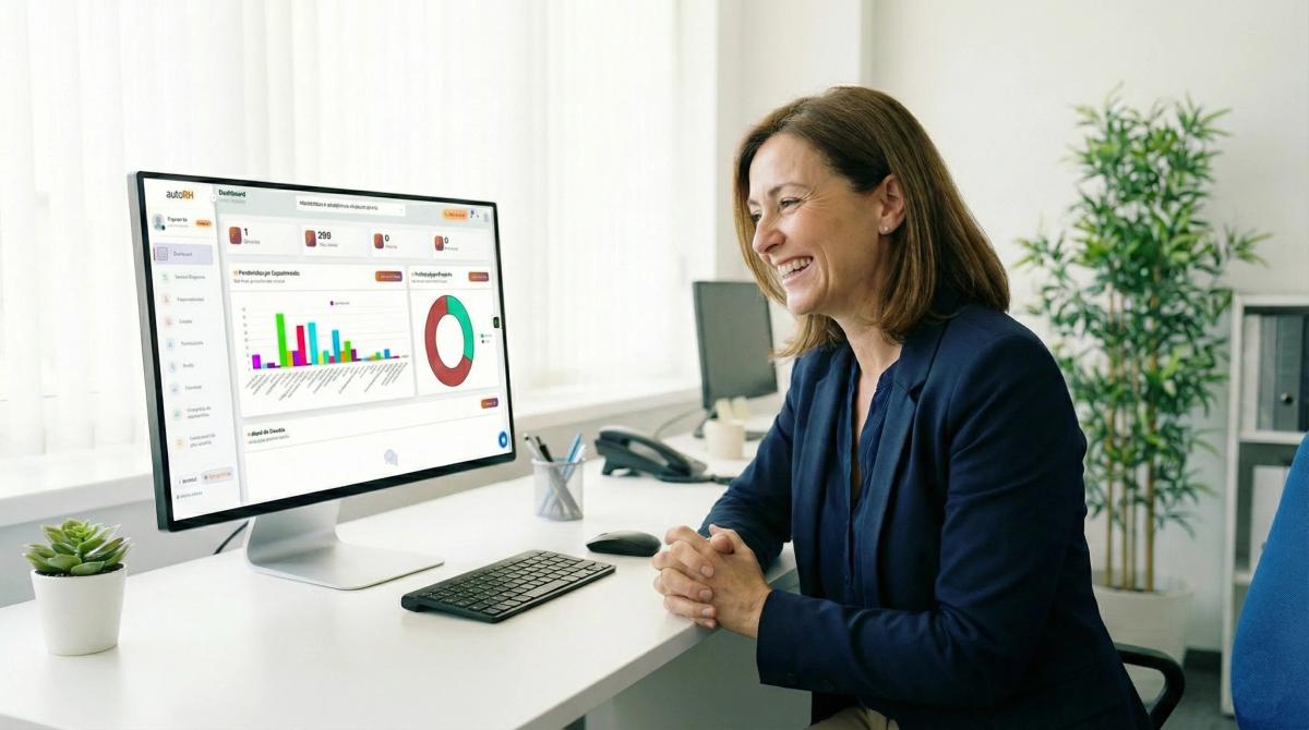 Profissional de RH usando o OpeRH para envio automático de holerite digital em massa
